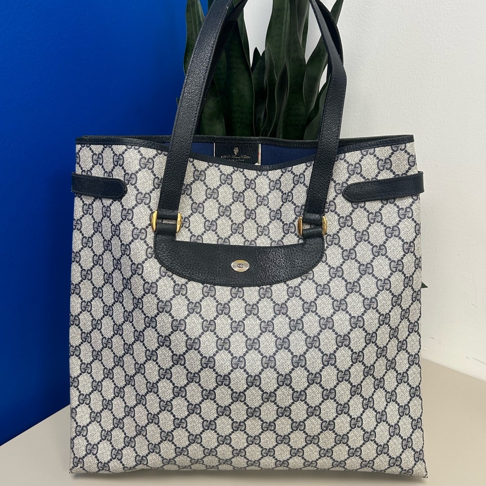 Gucci Monogram Black and Cream Tote Bag